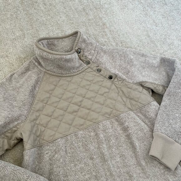 Abercrombie & Fitch Sherpa Fleece Half Snap Pullover Jacket Top S - Picture 3 of 10